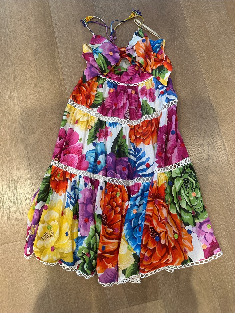 Womenβs Farm Rio Bright Floral Tiered Sundress